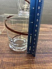 1 SOURCE INC, HAND BLOWN, RED SWIRLINE OLD FASHION GLASS SET OF 2 No Chips