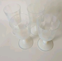 4 Opaline Vaseline Danish Wine Glass Water Goblet Set Lot