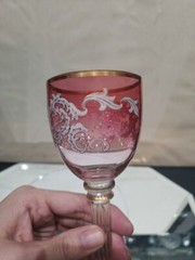 Wine Roemer Glass Goblet Bohemian Cranberry Red enamel Crystal Harrach / Moser