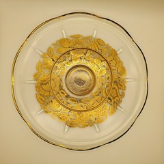 Vintage Georges Briard MCM Gold Scalloped Serving Tray with Sauce /Dip Bowl 12″