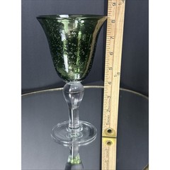 ARTLAND 8″ Water Iced Tea Goblet Glass IRIS GREEN 16 Ounce Hand Blown Bubbles