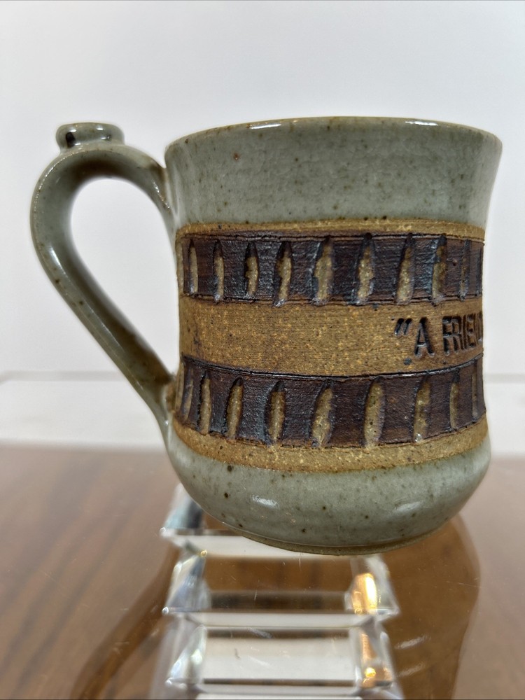 Cup – Mug Down To Earth Pottery “A Friend Loveth At All Times” Prov. 17:17 EUC