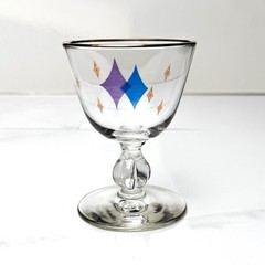 MCM VTG 50’s Libbey Atomic Jewel Diamond Purple/PinkxBlue Cordial Glass 3 3/4″