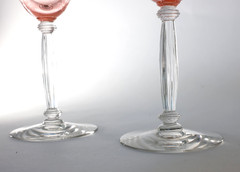 4 Tiffin Franciscan Flanders Pink Etched Tall Champagne Glasses 1920s 6.25″T