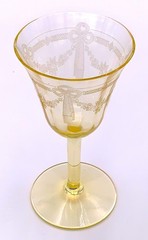 TIFFIN FRANCISCAN Paulina Cordial RARE Mandarin Yellow Stem 14196 Vtg Sgl 4-1/8″