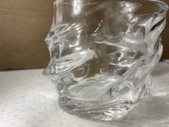 Pair Of Heavy Crystal Whiskey Glasses. Rippled Glacier Designed Body