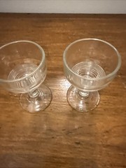 Pair Of Depression Era Anchor Hocking Glass Co Manhattan Sherry Wine Glass 3.5”