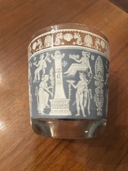 Vintage 1950 Jeanette Greek Corinthian Blue Wedgwood 8 oz Juice Glasses