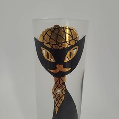READ (4) Libbey Maida Armour Parisian Black Siamese Cats Frosted High Ball Glass