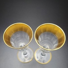 Vintage Glastonbury Lotus Minton Gold Trim Crystal Shot Glasses Set of 4