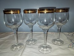 Diana Gold Florence Bohemia Crystal Gold Rim Drinking Wine Glasses Bar Ware 4