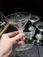 (4) Champagne Glasses American Brilliant Period Cut Glass Strawberry diamond