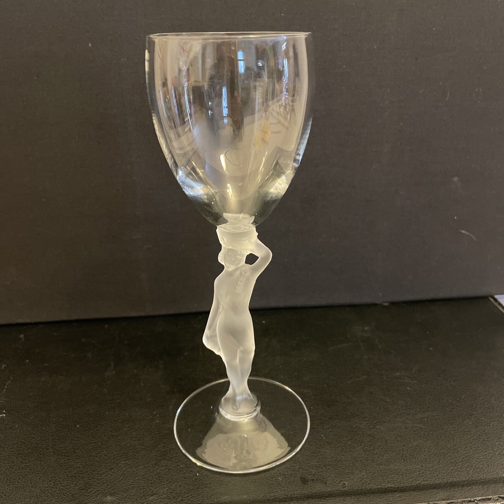 BAYEL France Bacchante-Frosted Male Nude Stem 7.25” Crystal Cocktail Glasses