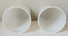 (2) White Milk Glass Tumbler Green Line Trim Vintage Drinkware