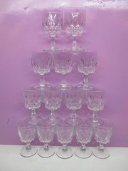 Vintage Set Of ~14~Arcoroc Artic Footed Clear 4oz Wine Glasses 4 3/4″ Tall
