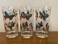 Georges Briard Butterfly Highball Tumblers Set of 6 Unsigned