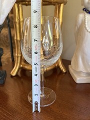 Pier 1 Angled Rim Clear Crackle Glass Red Wine Balloon Goblet 1 Pc