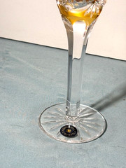 Bohemian Crystan Amber/Yellow Wine Glass 8.25in Tall