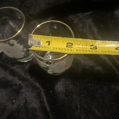 Federal Glass Co. Vintage Hand painted W/Dogwood Juice Glasses 3 In Set Of 6