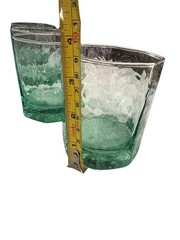 Vintage Libby Facets Green Hexagonal Old Fashion / Rocks Glassware (Sets Of 2)