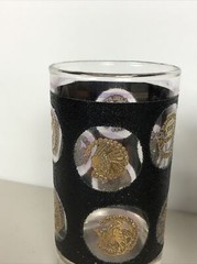 Set of 2 Vintage Mid Century Modern Black And Gold Glasses W/ Georgia Gold 1830