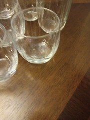 VINTAGE LIBBEY CRISA RIBBED Vertical Optic Clear Glass Set Of 8 Tumblers & Rock