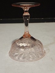 1- FRY30 Fry Pink Dancing Sunbathing Lady Depression Glass CHAMPAGNE 5 1/8″