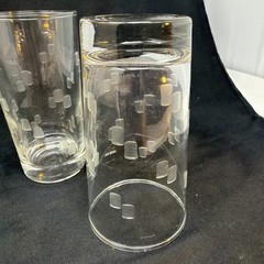 Libbey Windsor Etched Highball 12oz Drinking Glasses 5.2”H , Vintage Set of 4