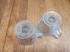 Indiana Glass Rosette with Pinwheels Footed Punch Cups Set of 2