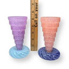 Vintage Union Street Glass R Guy Corrie Donut Stem Art Glass Goblets, Set of 2