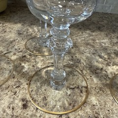 Lot of 6 Tiffin-Franciscan Minton Clear 7-5/8″ Gold Banded Water Goblets READ