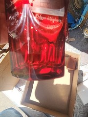 ANDENKEN VON TEPLITZ 1853 RUBY ETCHED TUMBLER BOHEMIAN CZECH SEE PHOTOS DESCRIPT