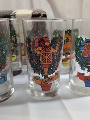 VTG Indiana Glass Twelve Days of Christmas 12oz Set Of 12 Glasses Tumbler In Box