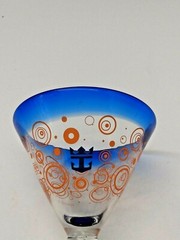 Kosta Boda Martini Glass Royal Caribbean Cruise Line Logo Blue & Orange Swirl