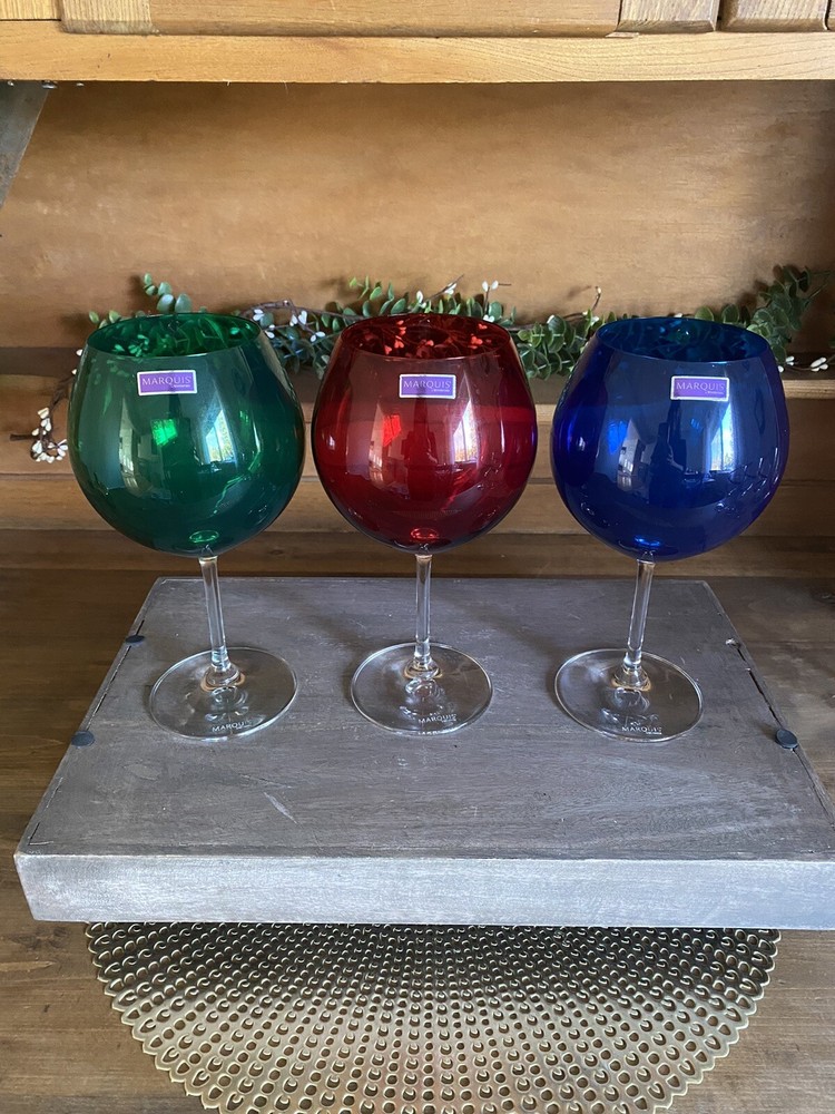 Set of 3 Marquis Waterford Jewels Aromatic Balloon Wine Glasses 22oz New/No Box