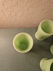 Vintage Set Of 5 Fenton Jadeite Paneled Water Glasses-Excellent