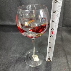 4 ROMANIA La Fleur BALLOON WINE GLASS RED GOLD MOSAIC Led Free Crystal 8.5” New