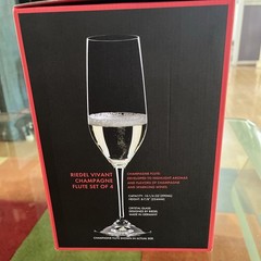 Riedel 8 7/8” 4 Crystal Vivant Champagne Flutes Glasses Germany New Open Box