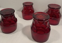 Fenton Georgian Ruby Red Water Tumblers Honeycomb Flat 4″ Glasses Vintage 2 Pc
