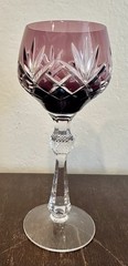 6 Vintage Cut Clear Crystal Wine Glasses Bohemian Czech West German Style 7.5”H
