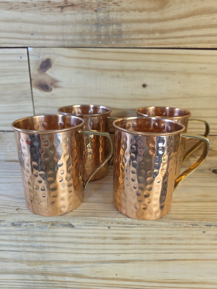Moscow Mule Mugs Brass Handles Barware Cups Set Of 4