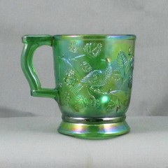 MOSSER ROBIN IN A TREE GREEN CARNIVAL GLASS MUG OHIO POLICE OLYMPICS