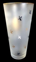 Vin Libbey Highball Glass Tumbler Tom Collins Frosted Citrus Design Gold Detail