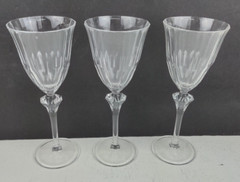 3 Cristal D’Arques Durand Paris France DAMANTIS Clear Optic 8″ Wine Glass
