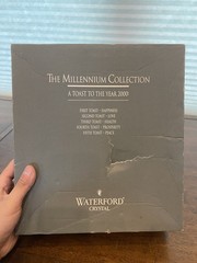 WATERFORD Millennium Collection Crystal LOVE Toasting Flutes W/BOX 9.25″H SIGNED