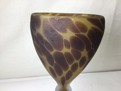 NN30 Vintage Antique A Set 8 Frosted Art Glass Goblet Wine Glass For Gift