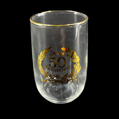 Vintage W. Virginia Glass Co. 4 oz. Juice Glass Gold 50th Golden Anniversary
