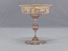 Salviati Venetian Hand Enameled Neoclassical Parade Pink Glass Sherbet B