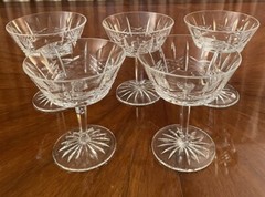 Vintage Cavan Cut Base Crystal 5 1/8” Champagne Glasses Set Of 6 ( Revised +1)