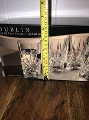 Dublin by Godinger Crystal – Four Vintage Crystal Highball Glasses NEW IN BOX!!